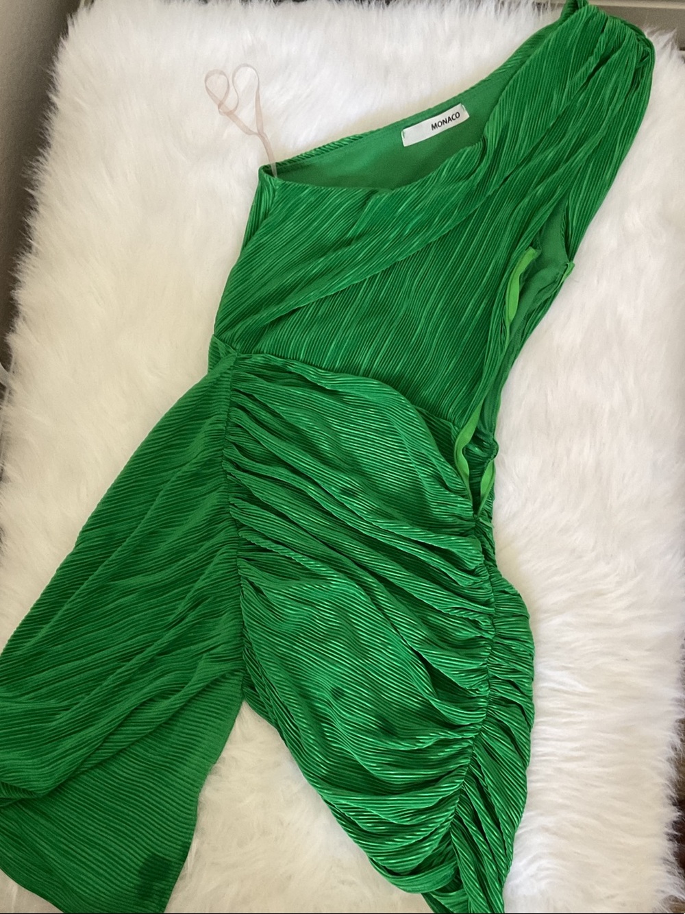 monaco Emerald One-Shoulder Ruched Dress